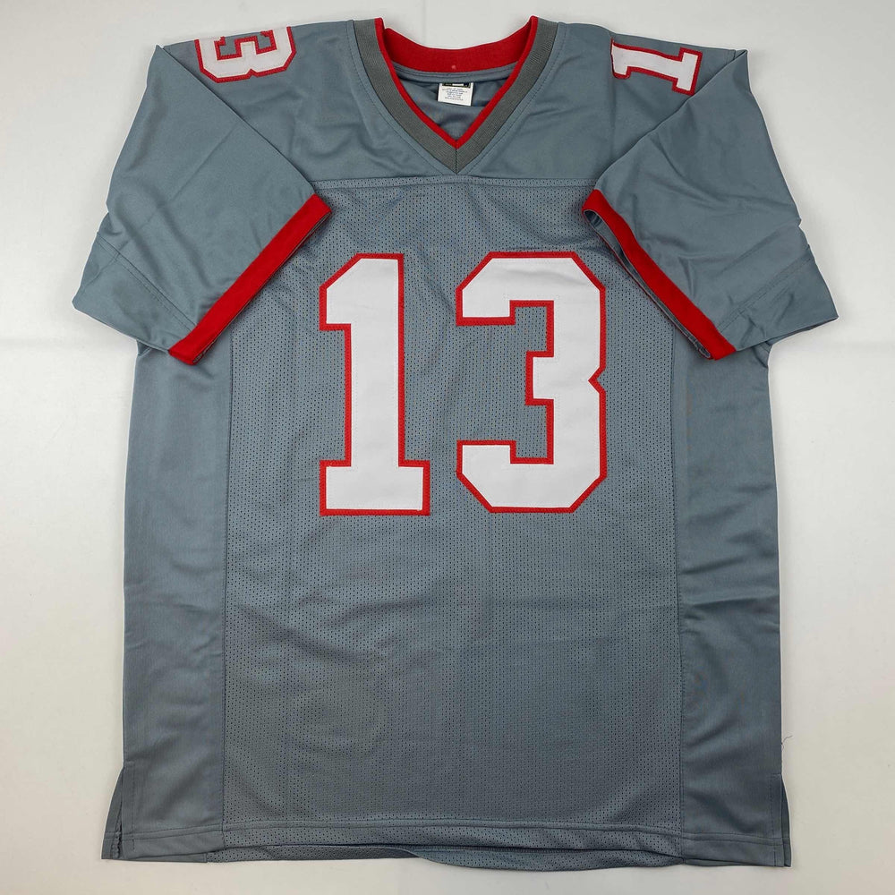 Facsimile Autographed Mike Evans Tampa Bay Grey Pewter Reprint Laser Auto Football Jersey Size Men's XL (ONLINE ORDER ONLY)