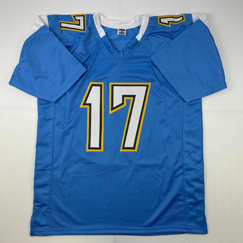 Facsimile Autographed Philip Rivers Los Angeles LA Powder Blue Reprint Laser Auto Football Jersey Size Men's XL (ONLINE ORDER ONLY)