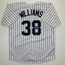 Facsimile Autographed Devin Williams New York Pinstripe Reprint Laser Auto Baseball Jersey Size Men's XL (ONLINE ORDER ONLY)
