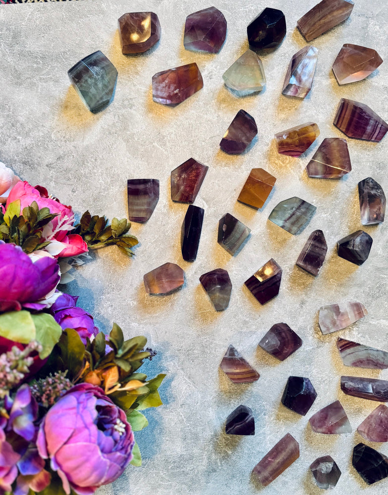 CANDY Fluorite Shapes, Polished Fluorite Freeforms, Fluorescent Crystals (ONLINE ORDER ONLY)