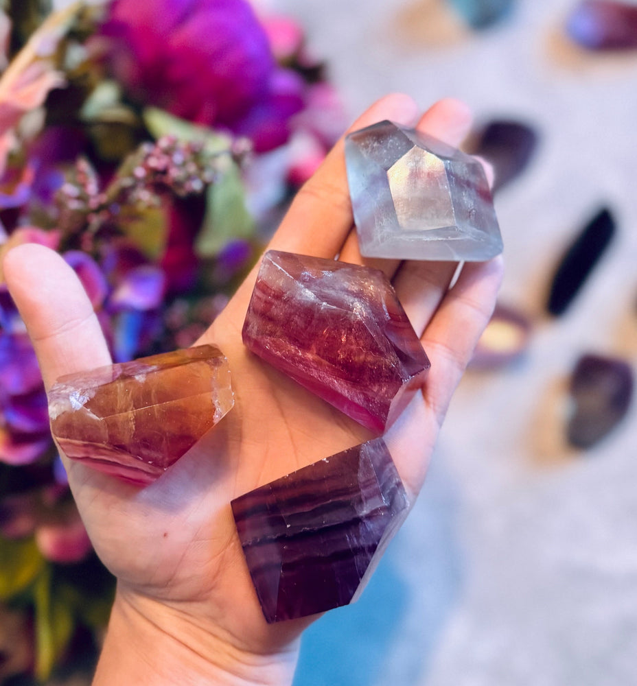 CANDY Fluorite Shapes, Polished Fluorite Freeforms, Fluorescent Crystals (ONLINE ORDER ONLY)