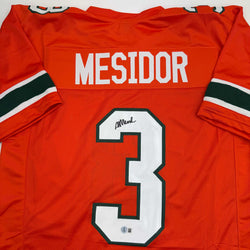 Autographed/Signed Akheem Mesidor Miami Orange College Football Jersey Beckett BAS COA