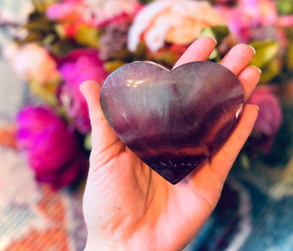 Large CANDY Fluorite Hearts, Ethically sourced Crystal Hearts (ONLINE ORDER ONLY)