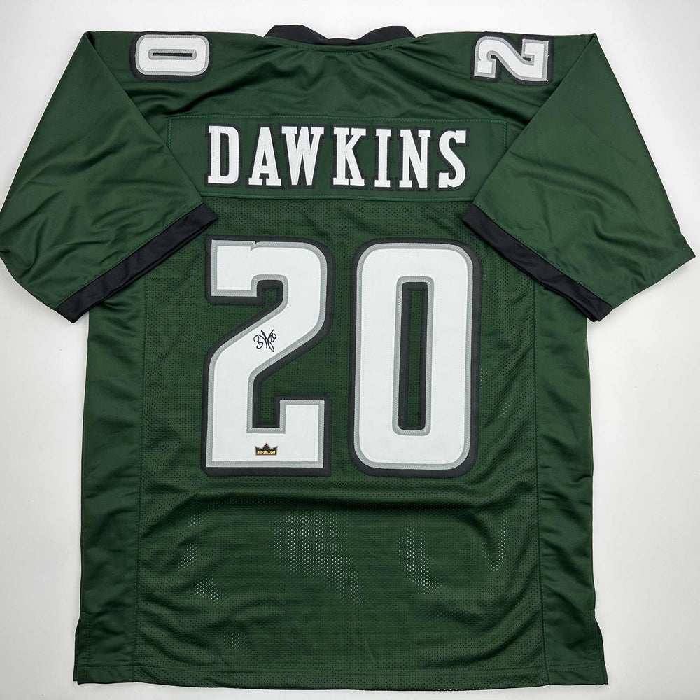Facsimile Autographed Brian Dawkins Philadelphia Green Reprint Laser Auto Football Jersey Size Men's XL (ONLINE ORDER ONLY)