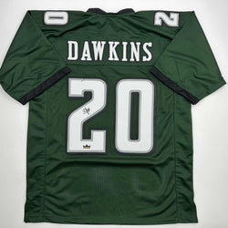 Facsimile Autographed Brian Dawkins Philadelphia Green Reprint Laser Auto Football Jersey Size Men's XL (ONLINE ORDER ONLY)