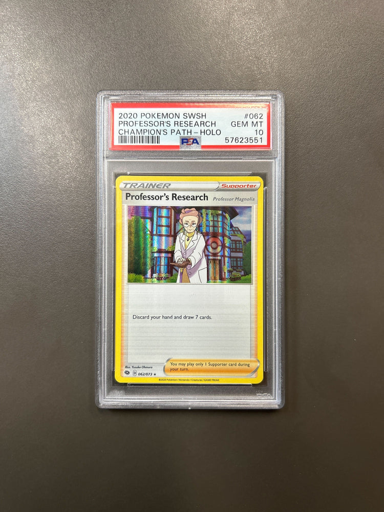 2020 POKEMON SWORD & SHIELD CHAMPION'S PATH PROFESSOR'S RESEARCH HOLO #62 PSA 10 (Online Order Only)