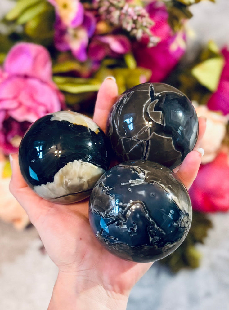 Volcano Agate Crystal Spheres, UV Fluorescent Crystal Balls (ONLINE ORDER ONLY)