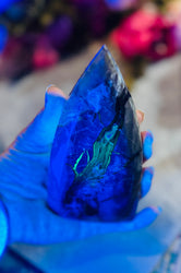 Volcano Agate Teardrop Freeform, UV Fluorescent Green Crystals (ONLINE ORDER ONLY)