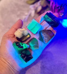 Volcano Agate Tumbled Freecubes, UV Green Fluorescent Minerals (ONLINE ORDER ONLY)