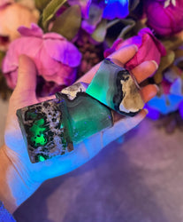Volcano Agate Tumbled Freecubes, UV Green Fluorescent Minerals (ONLINE ORDER ONLY)