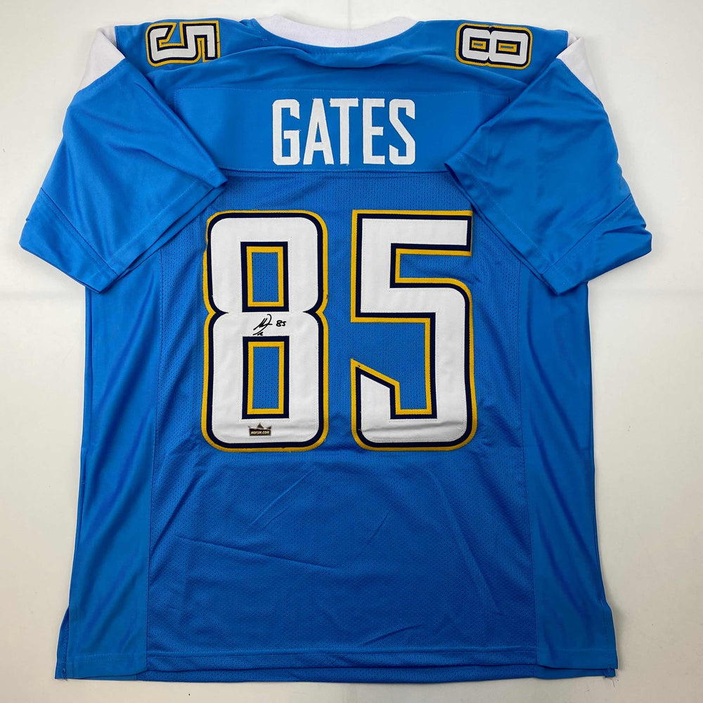 Facsimile Autographed Antonio Gates Los Angeles LA Powder Blue Reprint Laser Auto Football Jersey Size Men's XL (ONLINE ORDER ONLY)