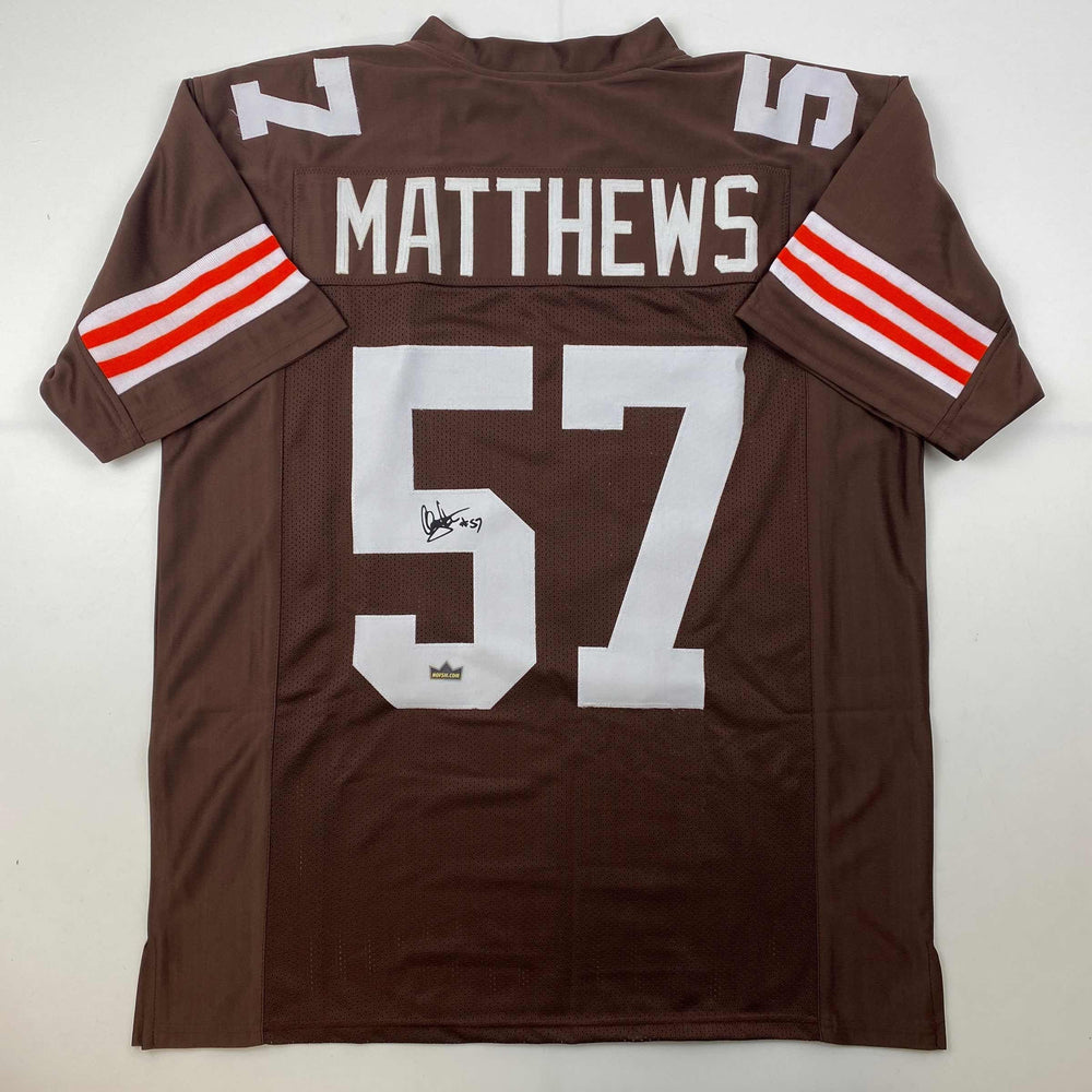 Facsimile Autographed Clay Matthews Jr. Cleveland Brown Reprint Laser Auto Football Jersey Size Men's XL (ONLINE ORDER ONLY)