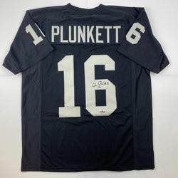 Facsimile Autographed Jim Plunkett Oakland Las Vegas Black Reprint Laser Auto Football Jersey Size Men's XL (ONLINE ORDER ONLY)