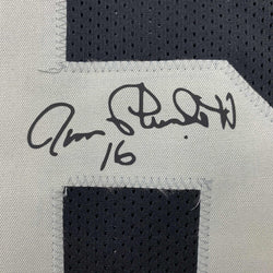 Facsimile Autographed Jim Plunkett Oakland Las Vegas Black Reprint Laser Auto Football Jersey Size Men's XL (ONLINE ORDER ONLY)