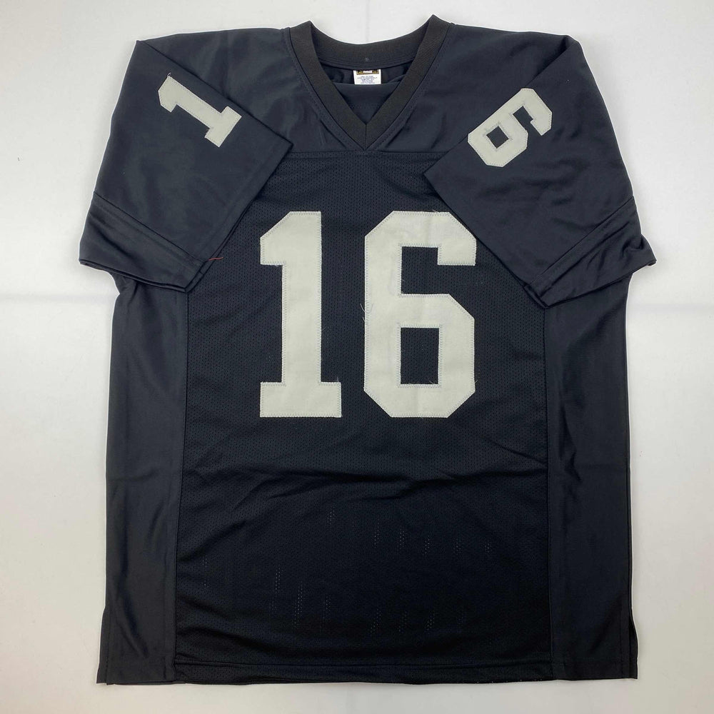 Facsimile Autographed Jim Plunkett Oakland Las Vegas Black Reprint Laser Auto Football Jersey Size Men's XL (ONLINE ORDER ONLY)