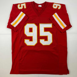 Facsimile Autographed Chris Jones Kansas City Red Reprint Laser Auto Football Jersey Size Men's XL (ONLINE ORDER ONLY)