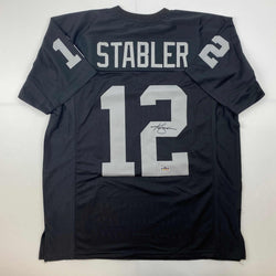 Facsimile Autographed Ken Stabler Oakland Las Vegas Black Reprint Laser Auto Football Jersey Size Men's XL (ONLINE ORDER ONLY)