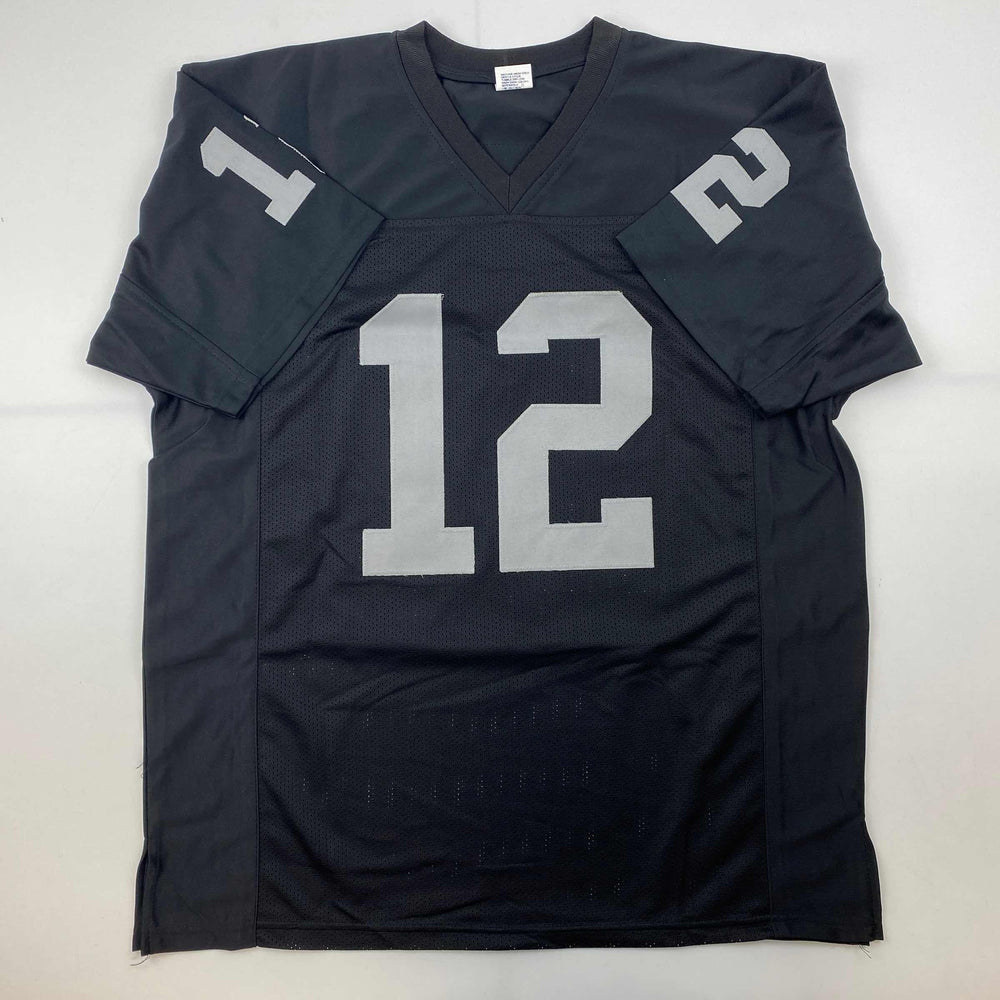 Facsimile Autographed Ken Stabler Oakland Las Vegas Black Reprint Laser Auto Football Jersey Size Men's XL (ONLINE ORDER ONLY)