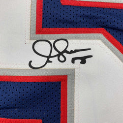 Facsimile Autographed Junior Seau New England Blue Reprint Laser Auto Football Jersey Size Men's XL (ONLINE ORDER ONLY)