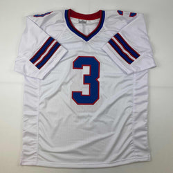 Facsimile Autographed Damar Hamlin Buffalo White Reprint Laser Auto Football Jersey Size Men's XL (ONLINE ORDER ONLY)