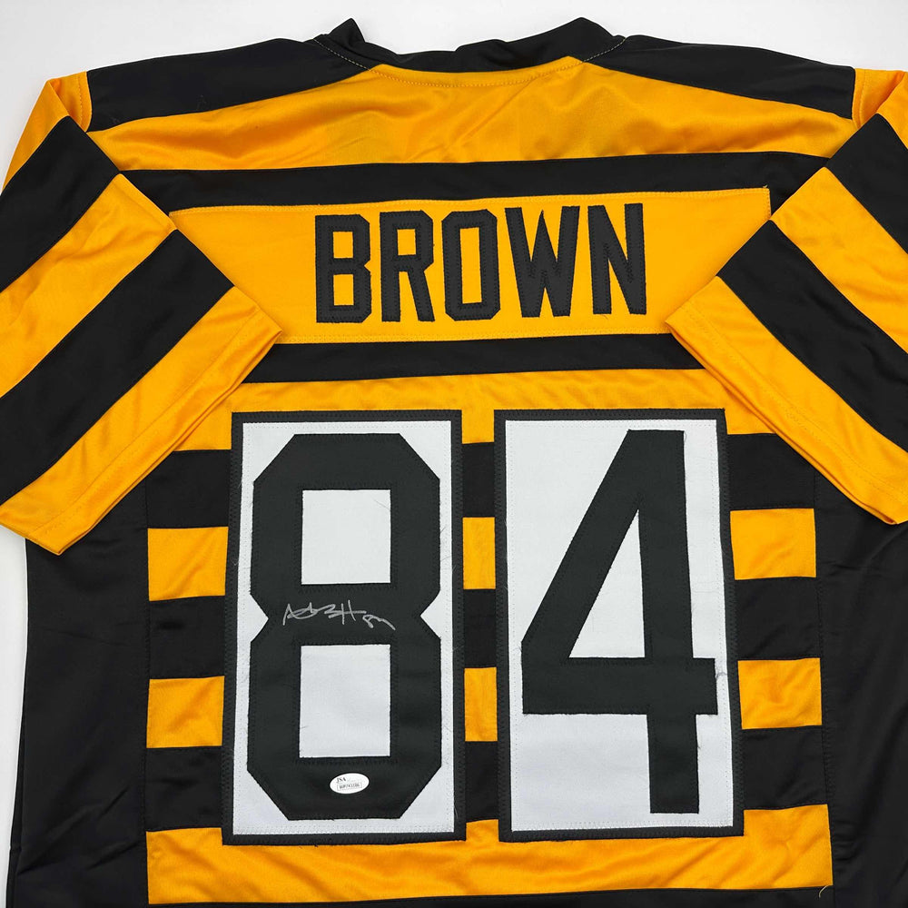 Autographed/Signed Antonio Brown Pittsburgh Bumble Bee Football Jersey JSA COA (ONLINE ORDER ONLY)