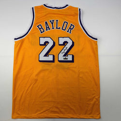 Facsimile Autographed Elgin Baylor Los Angeles LA Yellow Reprint Laser Auto Basketball Jersey Size Men's XL (ONLINE ORDER ONLY)