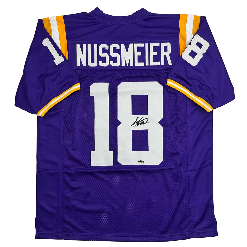 Facsimile Autographed Garrett Nussmeier LSU Purple Reprint Laser Auto College Football Jersey Size Men's XL (ONLINE ORDER ONLY)