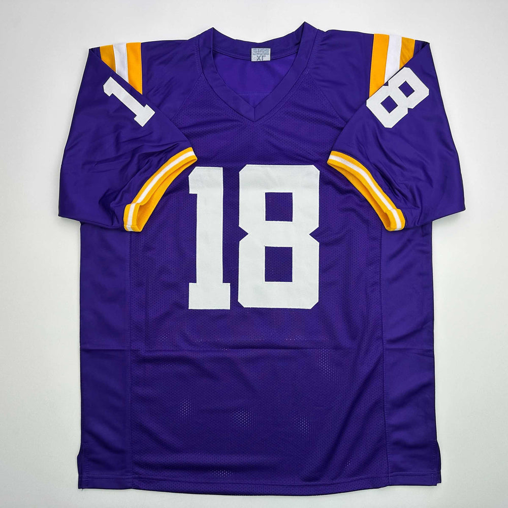 Facsimile Autographed Garrett Nussmeier LSU Purple Reprint Laser Auto College Football Jersey Size Men's XL (ONLINE ORDER ONLY)