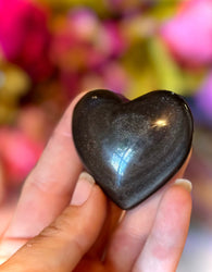 Silver Obsidian Crystal Hearts (ONLINE ORDER ONLY)
