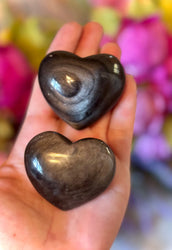 Silver Obsidian Crystal Hearts (ONLINE ORDER ONLY)