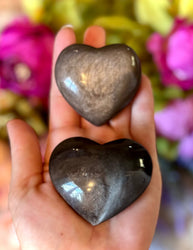 Silver Obsidian Crystal Hearts (ONLINE ORDER ONLY)