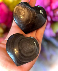 Silver Obsidian Crystal Hearts (ONLINE ORDER ONLY)
