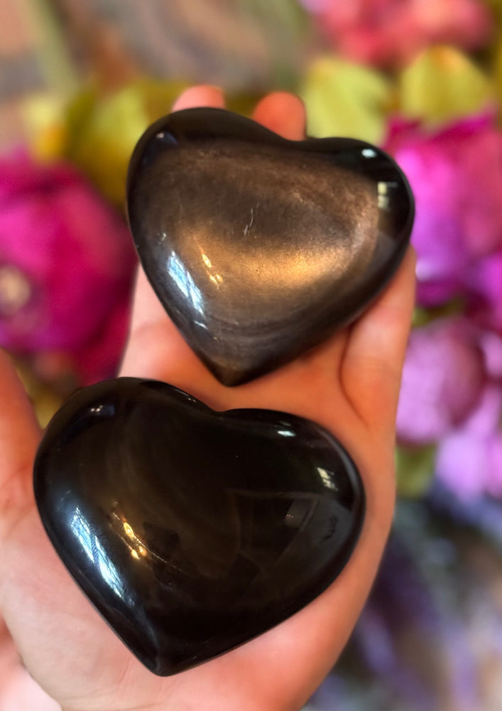 Silver Obsidian Crystal Hearts (ONLINE ORDER ONLY)