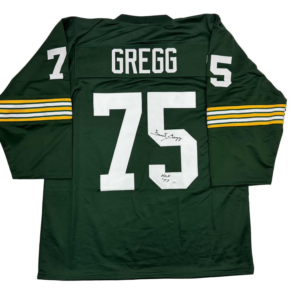 Autographed/Signed Forrest Gregg HOF 77 Green Bay Green Football Jersey JSA COA (ONLINE ORDER ONLY)
