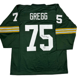 Autographed/Signed Forrest Gregg HOF 77 Green Bay Green Football Jersey JSA COA (ONLINE ORDER ONLY)