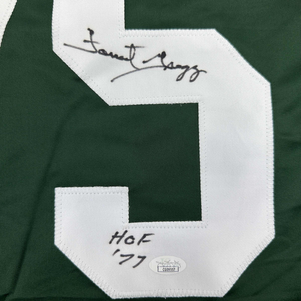 Autographed/Signed Forrest Gregg HOF 77 Green Bay Green Football Jersey JSA COA (ONLINE ORDER ONLY)