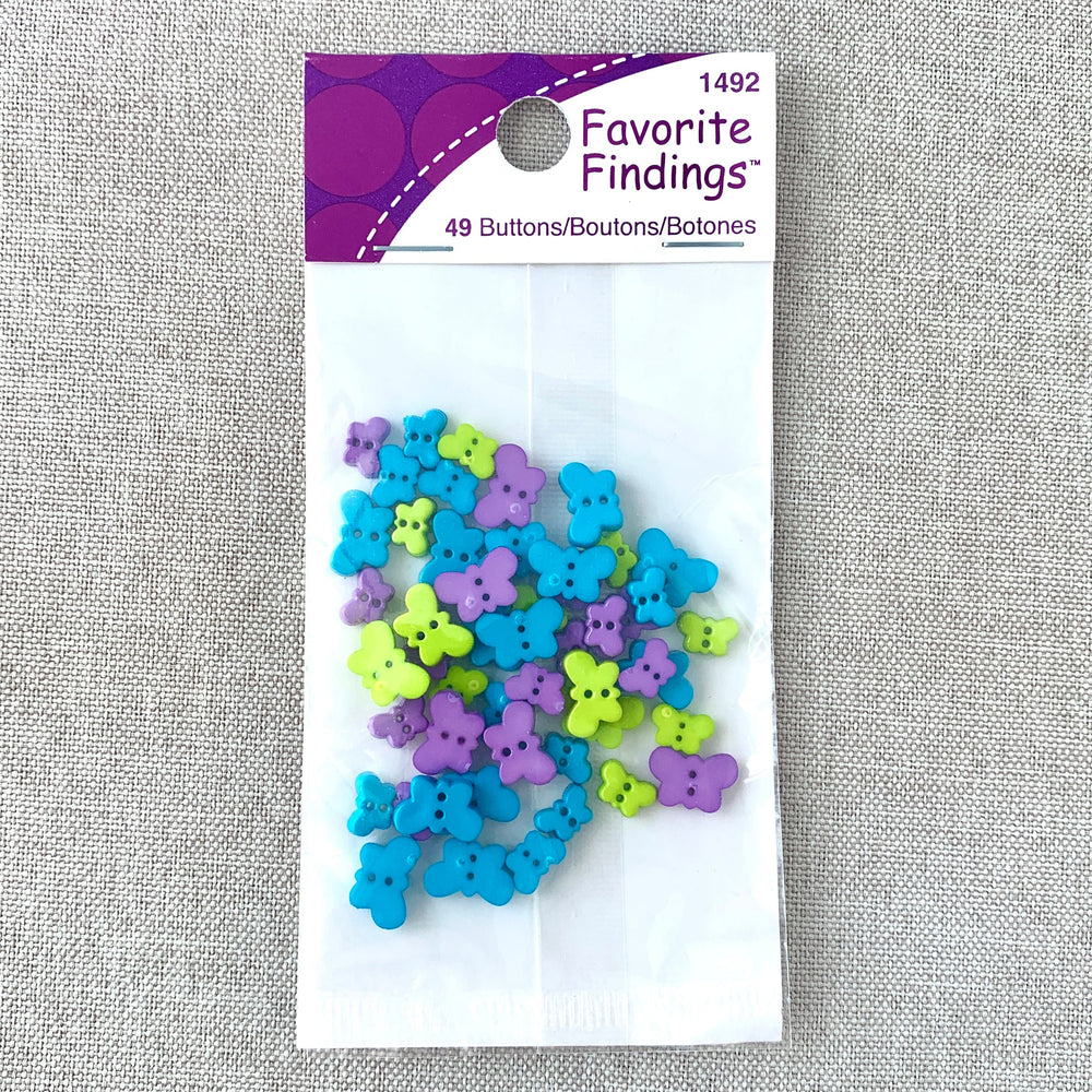 1492 Teeny Weeny Butterflies - Favorite Findings - 2 Hole Button - - Blue Purple Green (ONLINE ORDER ONLY)