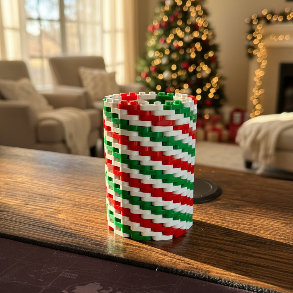 Short Holiday Pattern Modular Vase – Built with LEGO®-Compatible Bricks (ONLINE ORDER ONLY)