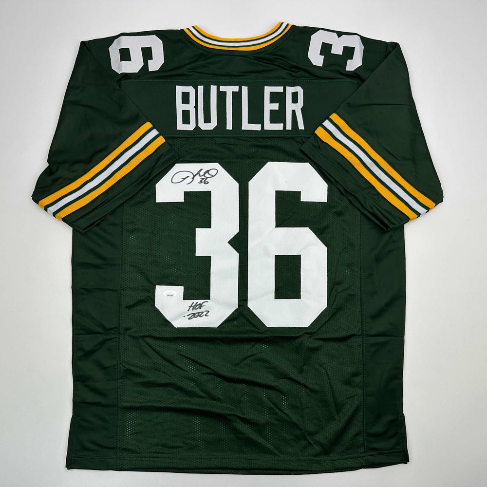 Autographed/Signed Leroy Butler HOF 2022 Green Bay Green Football Jersey JSA COA (ONLINE ORDER ONLY)