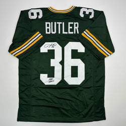 Autographed/Signed Leroy Butler HOF 2022 Green Bay Green Football Jersey JSA COA (ONLINE ORDER ONLY)