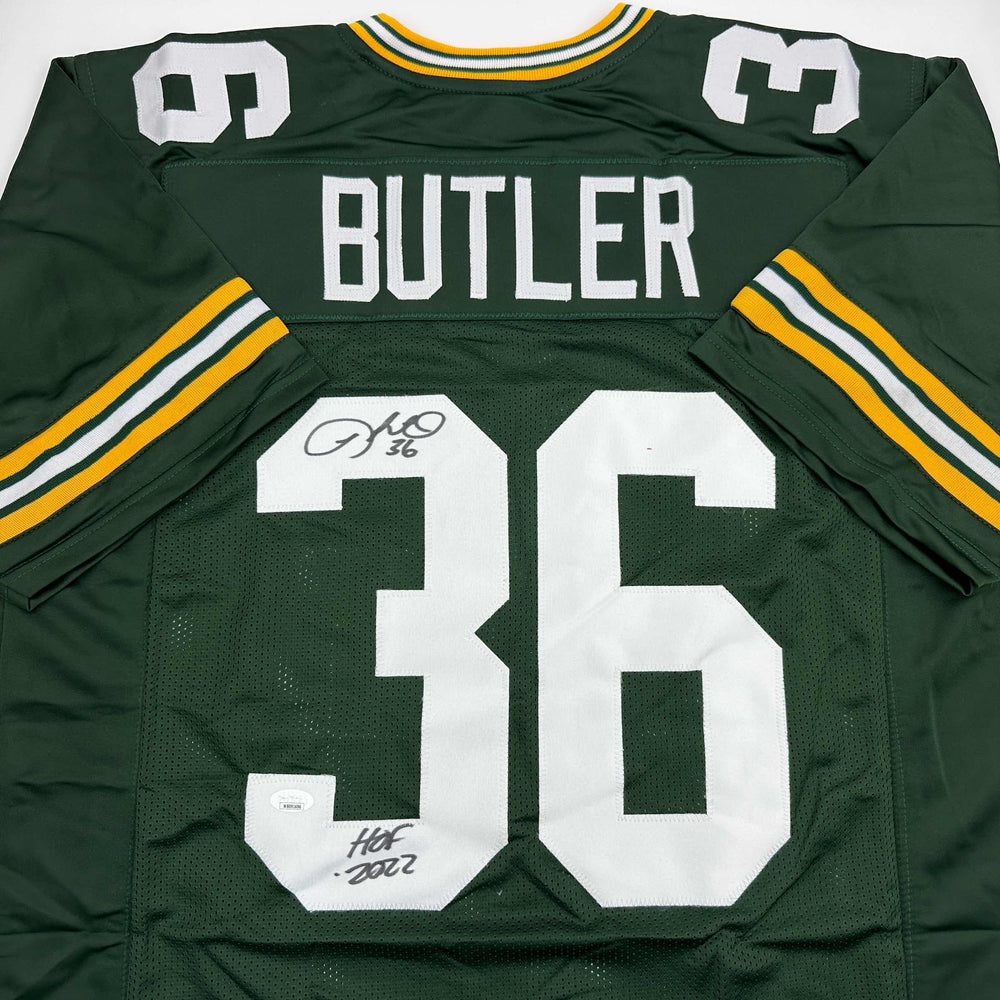 Autographed/Signed Leroy Butler HOF 2022 Green Bay Green Football Jersey JSA COA (ONLINE ORDER ONLY)