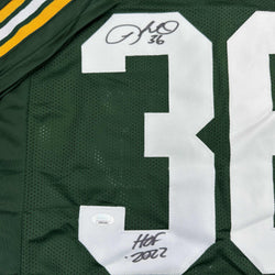 Autographed/Signed Leroy Butler HOF 2022 Green Bay Green Football Jersey JSA COA (ONLINE ORDER ONLY)