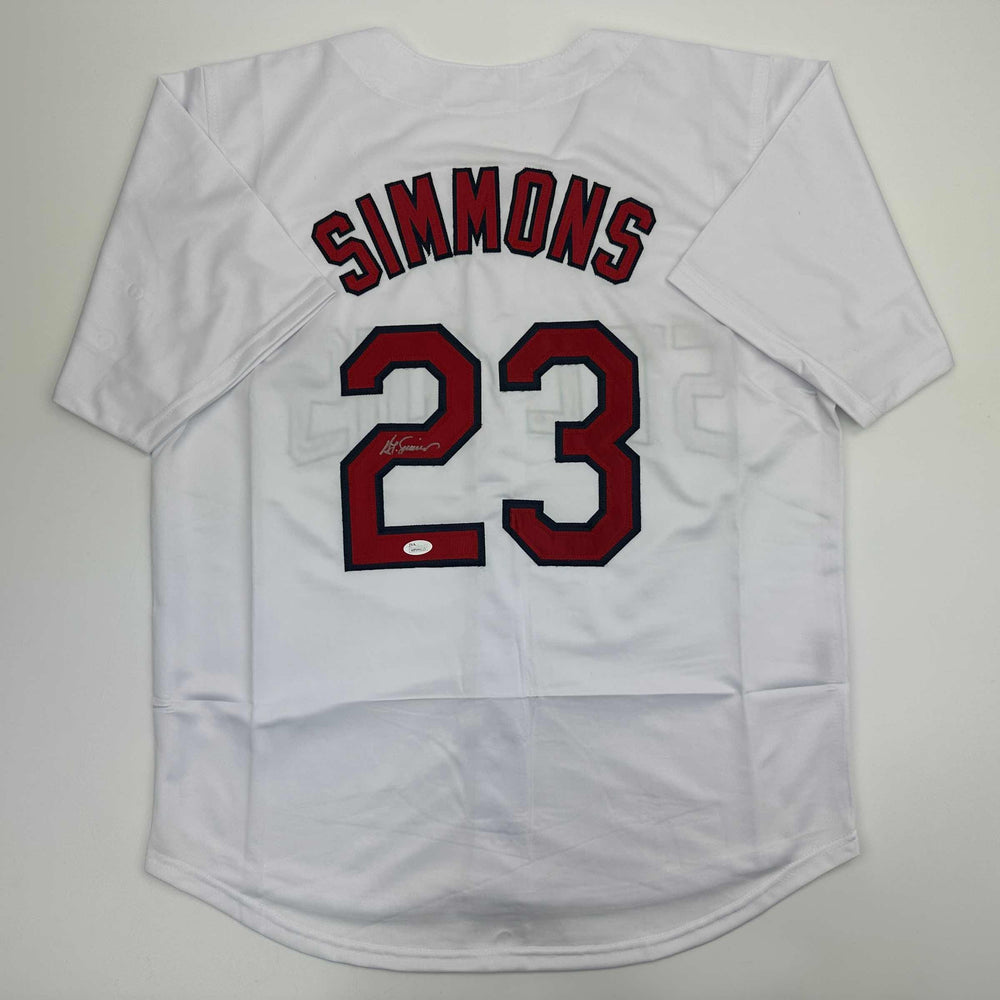 Autographed/Signed Ted Simmons St. Louis White Baseball Jersey JSA COA (ONLINE ORDER ONLY)