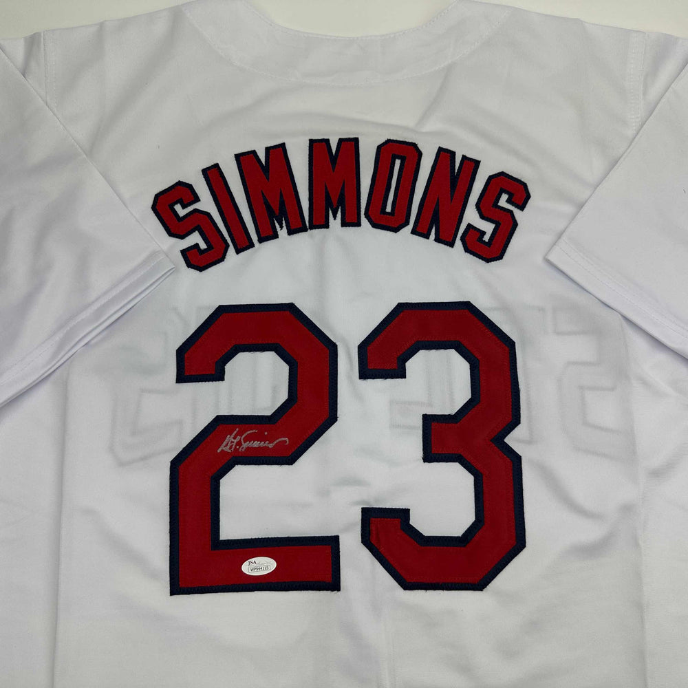 Autographed/Signed Ted Simmons St. Louis White Baseball Jersey JSA COA (ONLINE ORDER ONLY)