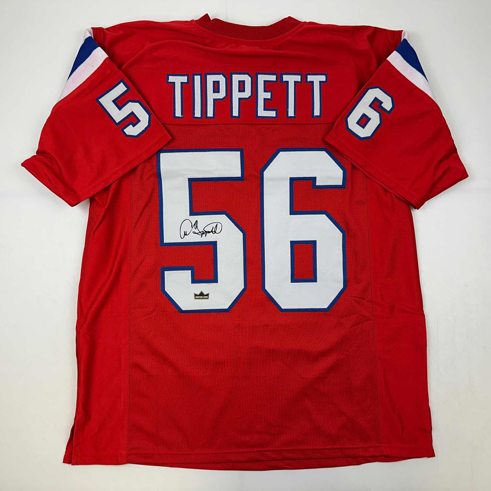 Facsimile Autographed Andre Tippett New England Red Reprint Laser Auto Football Jersey Size Men's XL (ONLINE ORDER ONLY)