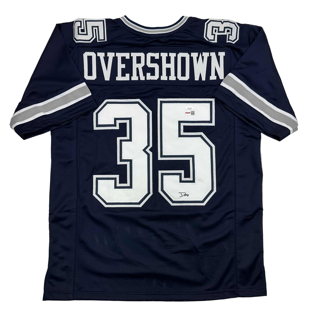 Autographed/Signed DeMarvion Overshown Dallas Blue Football Jersey JSA COA (ONLINE ORDER ONLY)