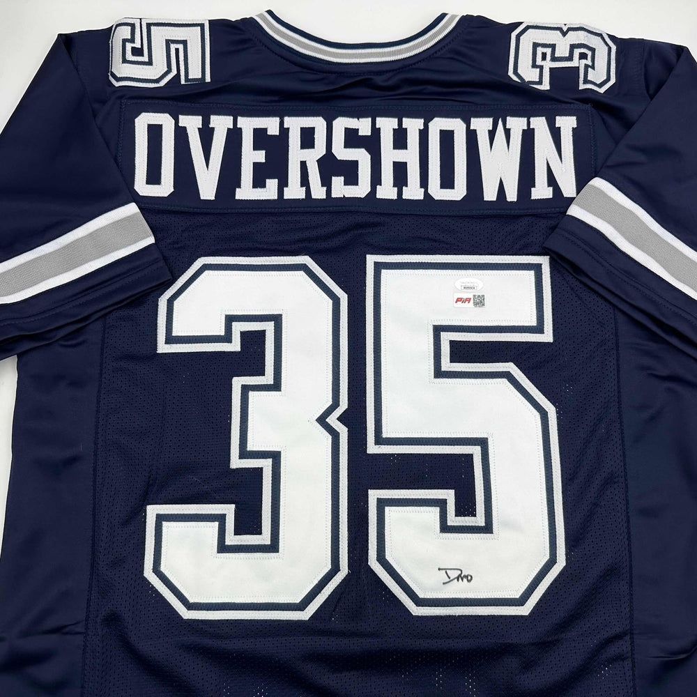 Autographed/Signed DeMarvion Overshown Dallas Blue Football Jersey JSA COA (ONLINE ORDER ONLY)