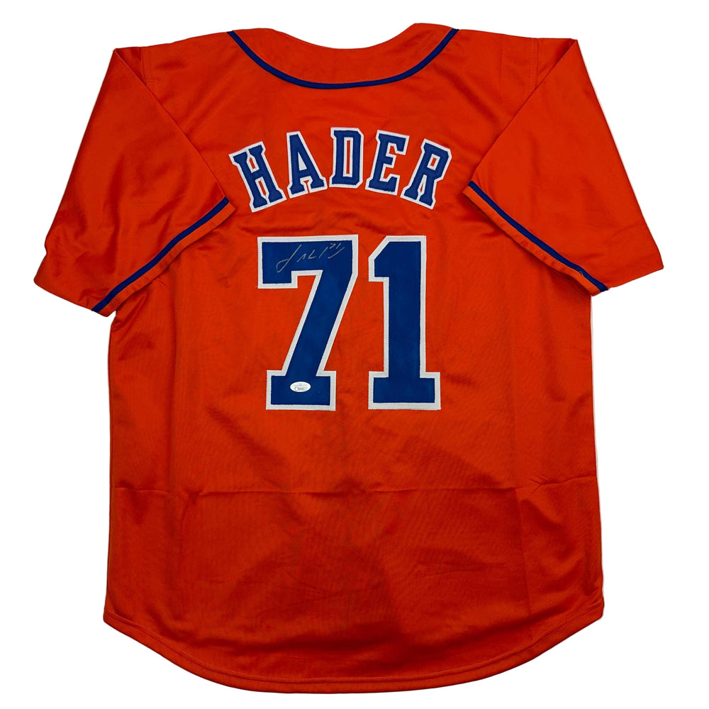Autographed/Signed Josh Hader Houston Orange Baseball Jersey JSA COA (ONLINE ORDER ONLY)