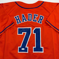 Autographed/Signed Josh Hader Houston Orange Baseball Jersey JSA COA (ONLINE ORDER ONLY)