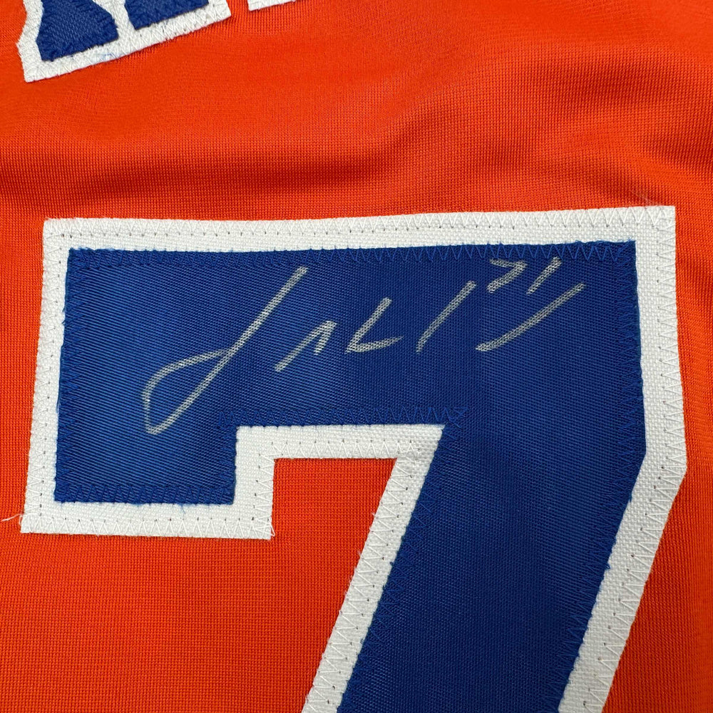 Autographed/Signed Josh Hader Houston Orange Baseball Jersey JSA COA (ONLINE ORDER ONLY)